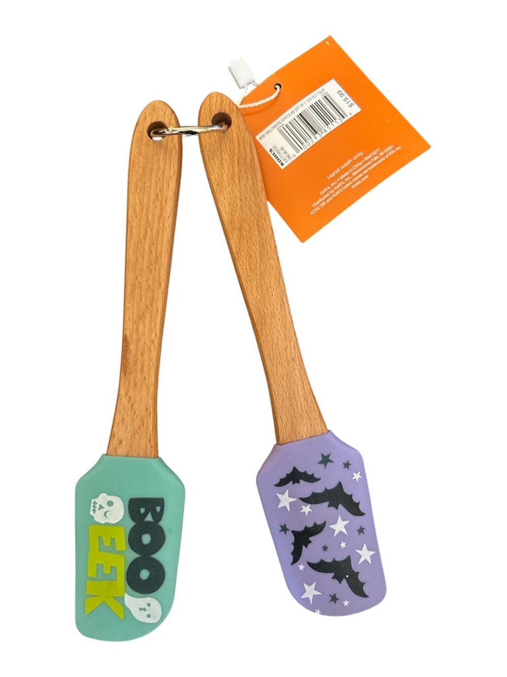 Halloween Silicone & Wood Spatula Set - Green & Purple
